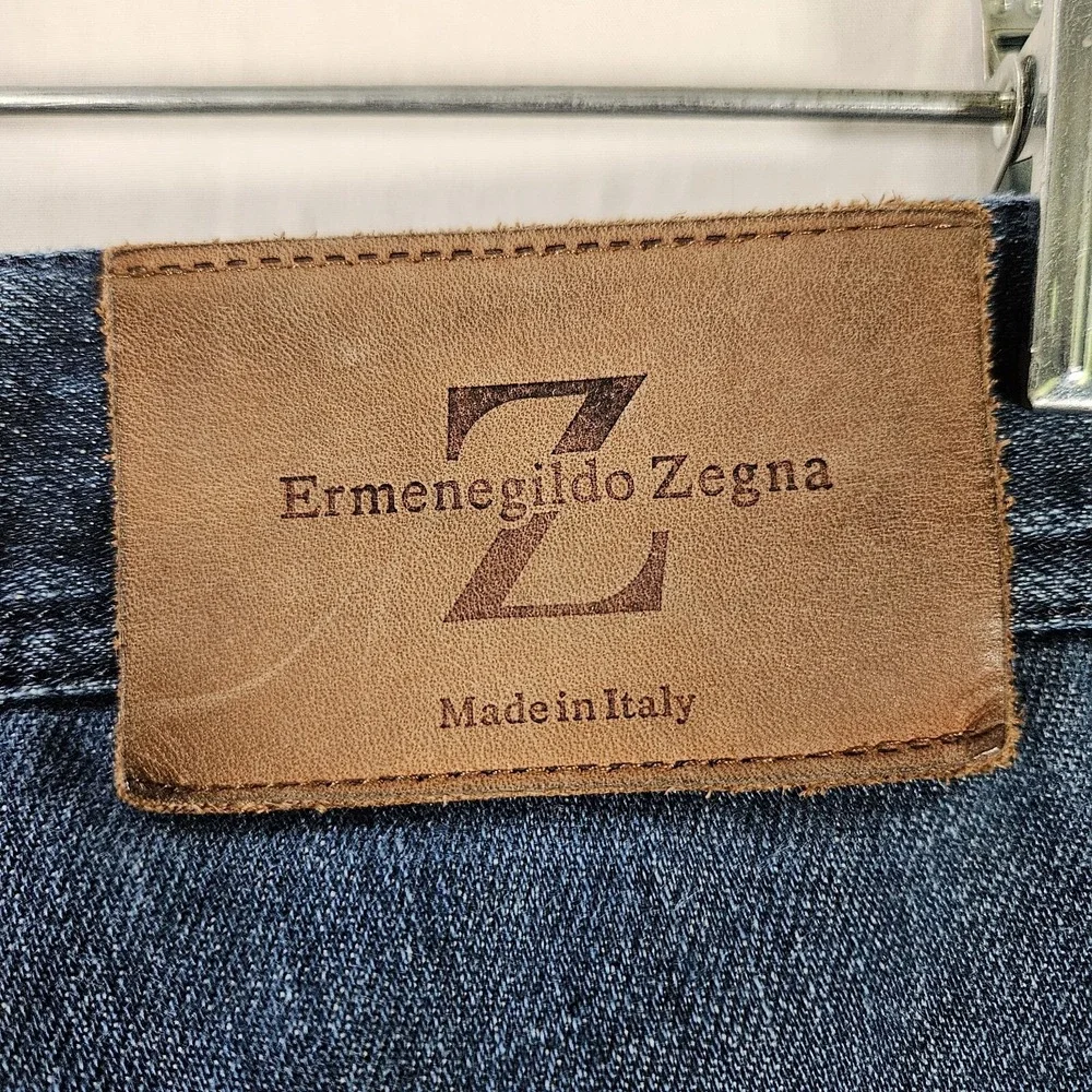 Ermenegildo Zegna Jeans Men 34x26 Blue Straight Leg Italy Grunge Preppy Designer